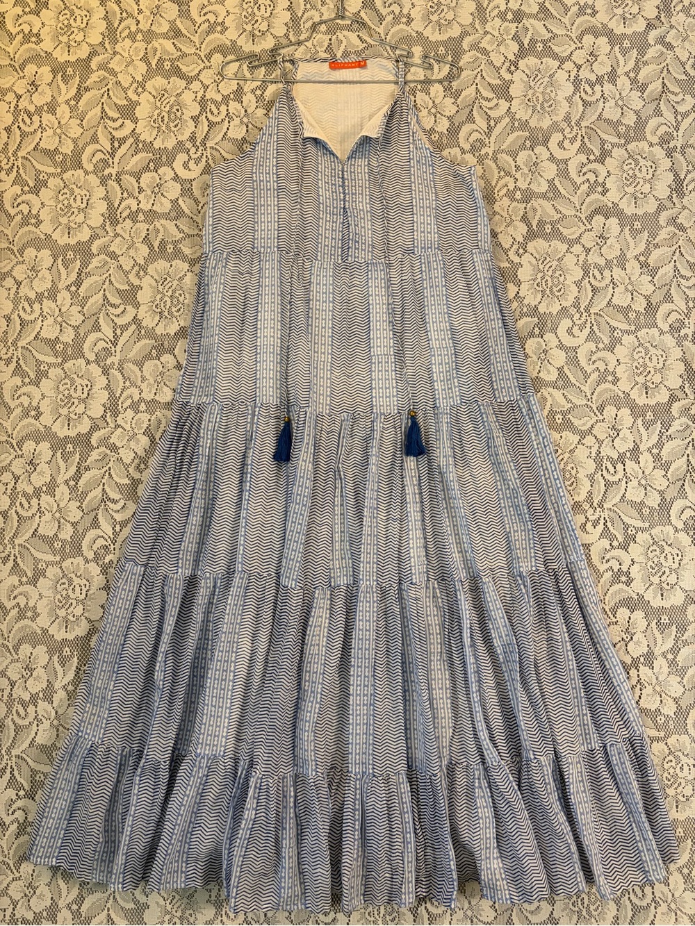 Oliphant Blue Camden 100% Cotton Voile Maxi Dress